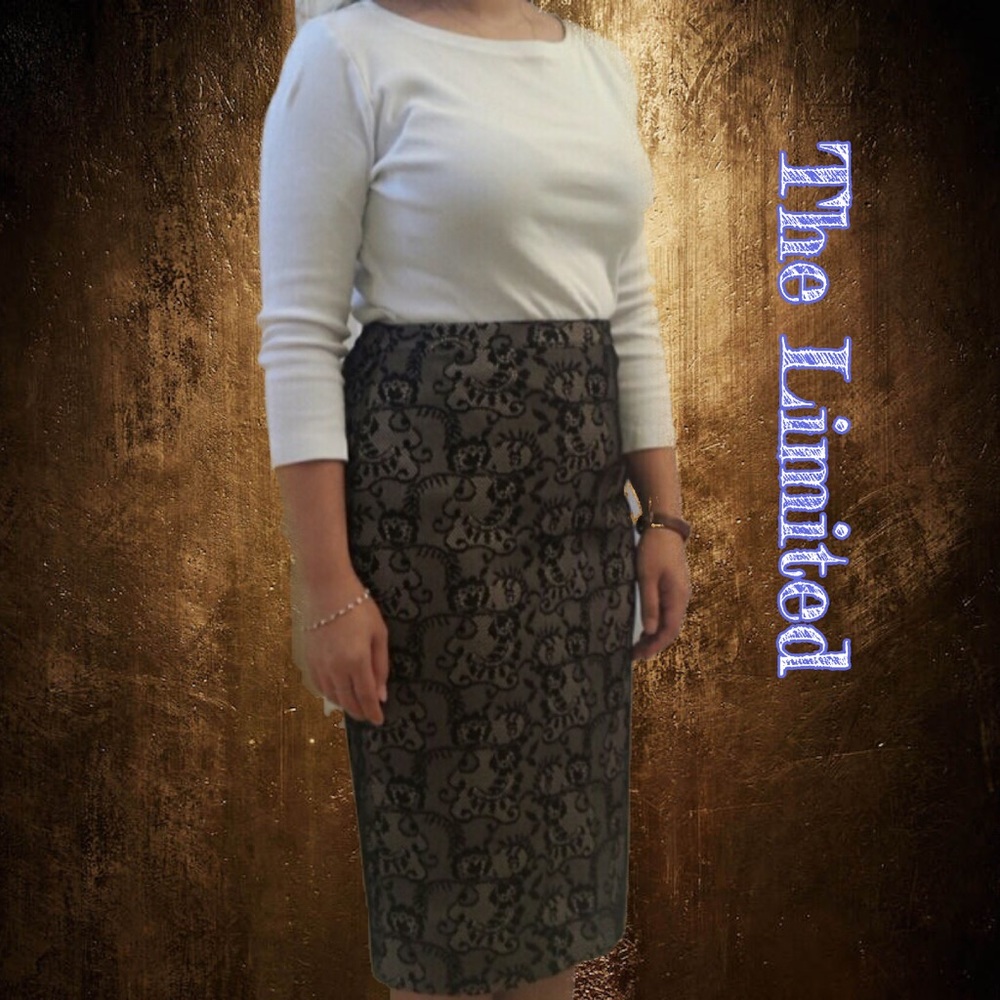 The Limited black lace pencil skirt